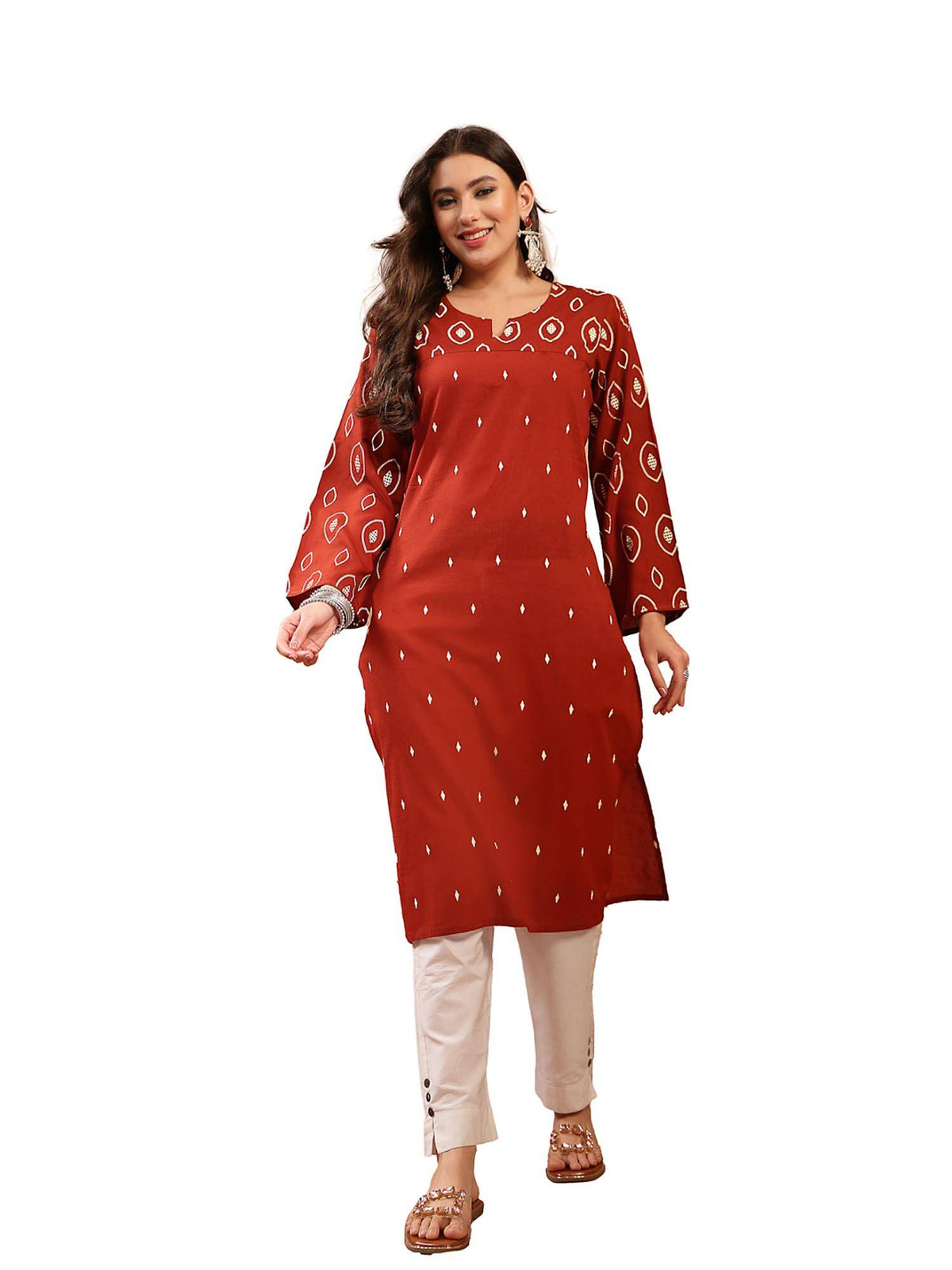 Women's Blue Floral Printed Cotton Straight Kurta | KDG - view 43