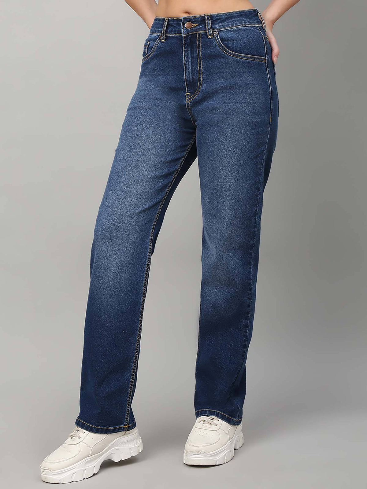 Women High Rise Straight Fit Jeans | ST23 - view 4