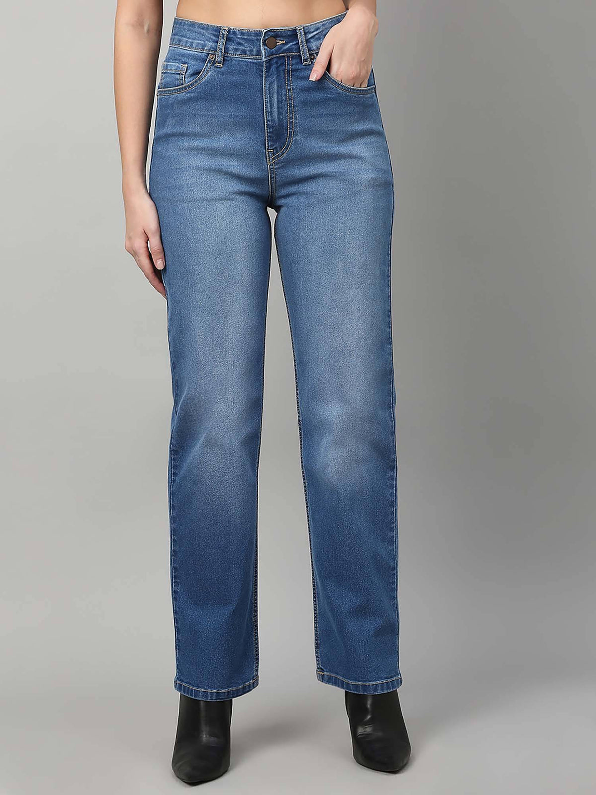 Women High Rise Straight Fit Jeans | ST23 - view 1