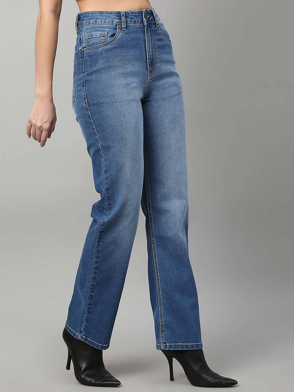 Women High Rise Straight Fit Jeans | ST23 - view 4