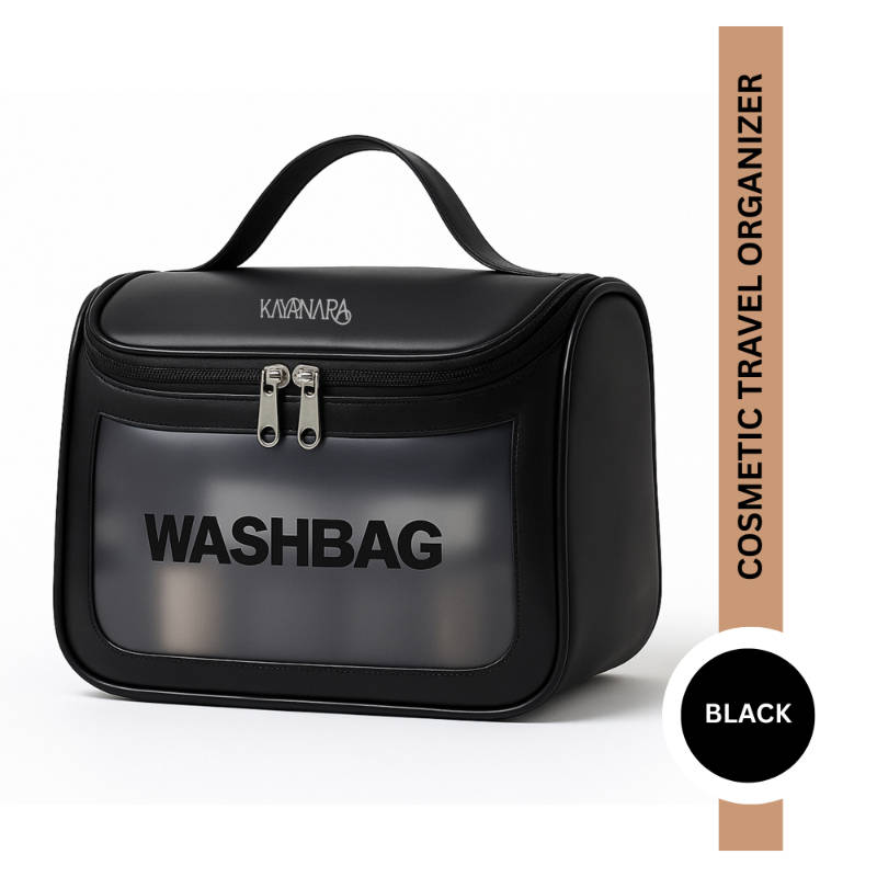 Black Transparent Cosmetic Travel Organizer Waterproof Hanging Makeup Bag | C83 - view 1