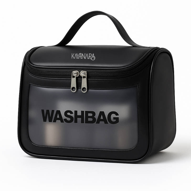 Black Transparent Cosmetic Travel Organizer Waterproof Hanging Makeup Bag | C83 - view 2