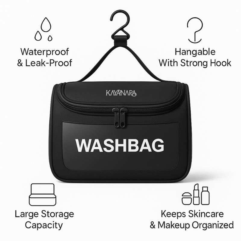 Black Transparent Cosmetic Travel Organizer Waterproof Hanging Makeup Bag | C83 - view 4
