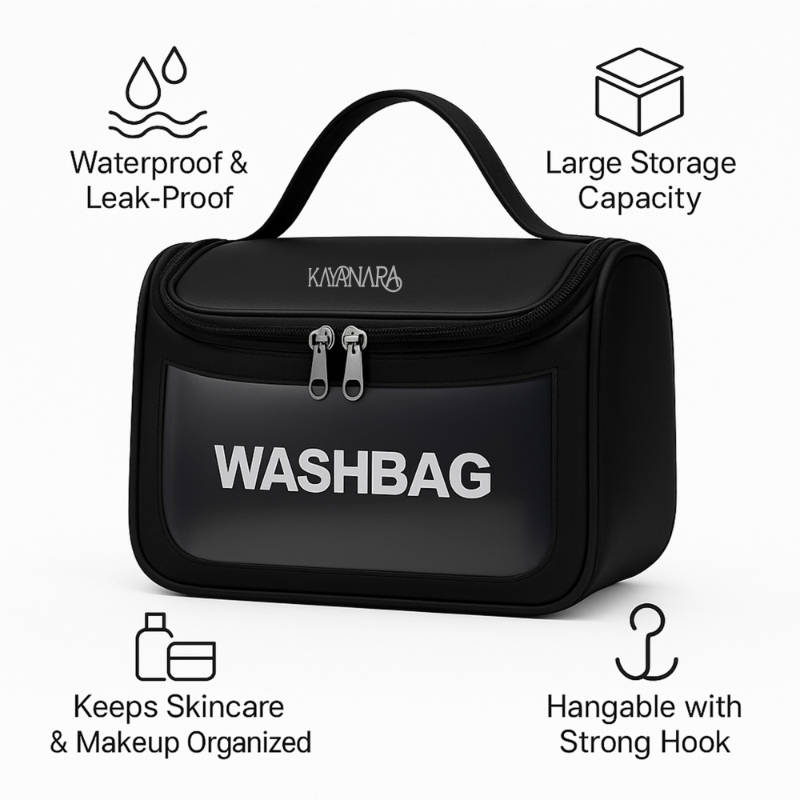 Black Transparent Cosmetic Travel Organizer Waterproof Hanging Makeup Bag | C83 - view 5