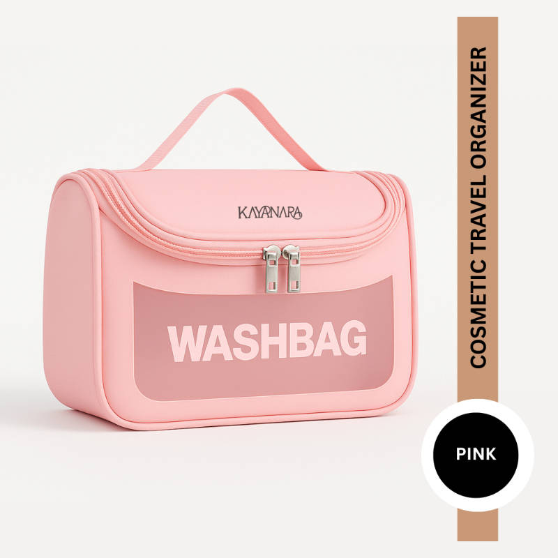 Pink Transparent Cosmetic Travel Organizer Waterproof Hanging Makeup Bag | C83 - view 1