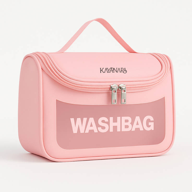Pink Transparent Cosmetic Travel Organizer Waterproof Hanging Makeup Bag | C83 - view 2