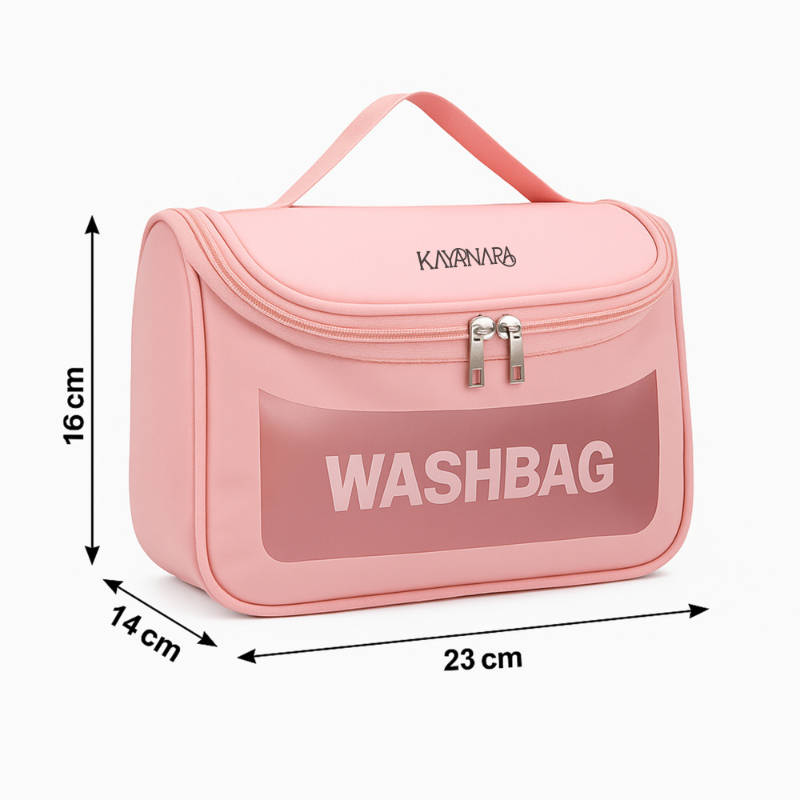 Pink Transparent Cosmetic Travel Organizer Waterproof Hanging Makeup Bag | C83 - view 3