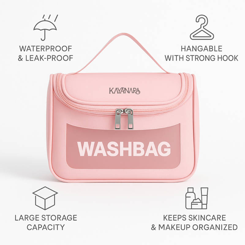 Pink Transparent Cosmetic Travel Organizer Waterproof Hanging Makeup Bag | C83 - view 4