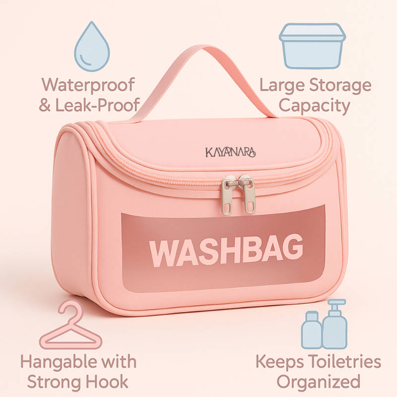 Pink Transparent Cosmetic Travel Organizer Waterproof Hanging Makeup Bag | C83 - view 5
