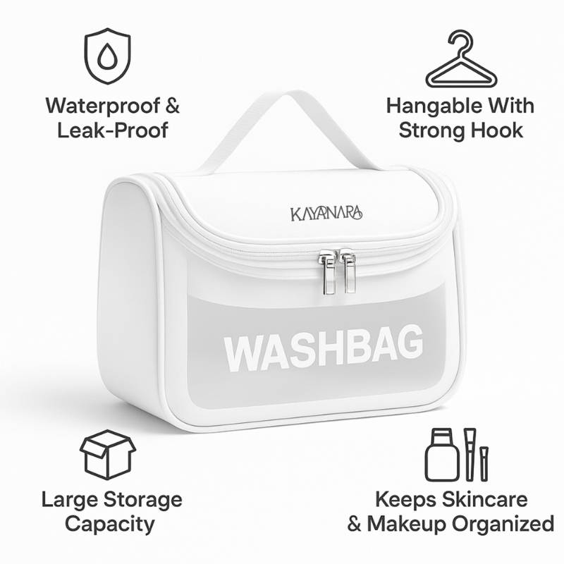 White Transparent Cosmetic Travel Organizer Waterproof Hanging Makeup Bag | C83 - view 2