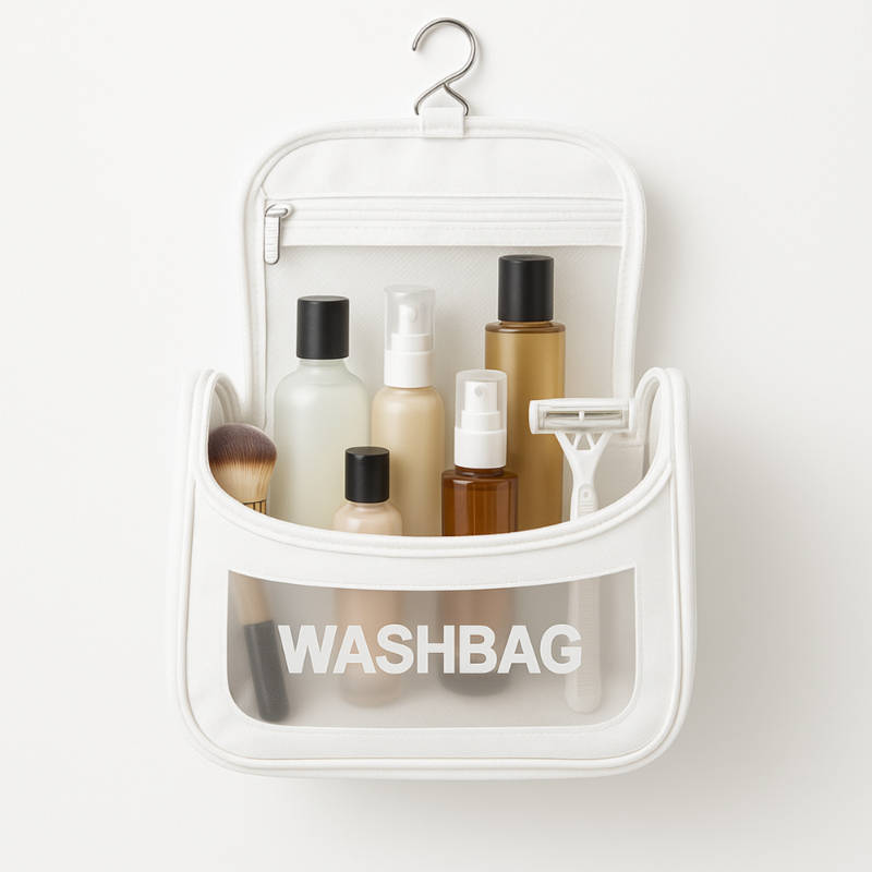 White Transparent Cosmetic Travel Organizer Waterproof Hanging Makeup Bag | C83 - view 5