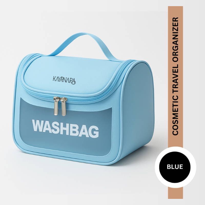 Blue Transparent Cosmetic Travel Organizer Waterproof Hanging Makeup Bag | C83 - view 1