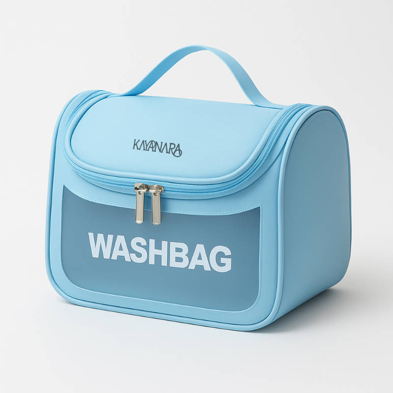 Blue Transparent Cosmetic Travel Organizer Waterproof Hanging Makeup Bag | C83 - view 2