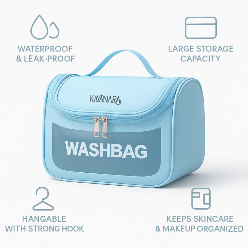 Blue Transparent Cosmetic Travel Organizer Waterproof Hanging Makeup Bag | C83 - view 3