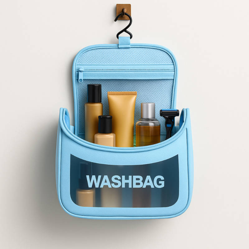 Blue Transparent Cosmetic Travel Organizer Waterproof Hanging Makeup Bag | C83 - view 5