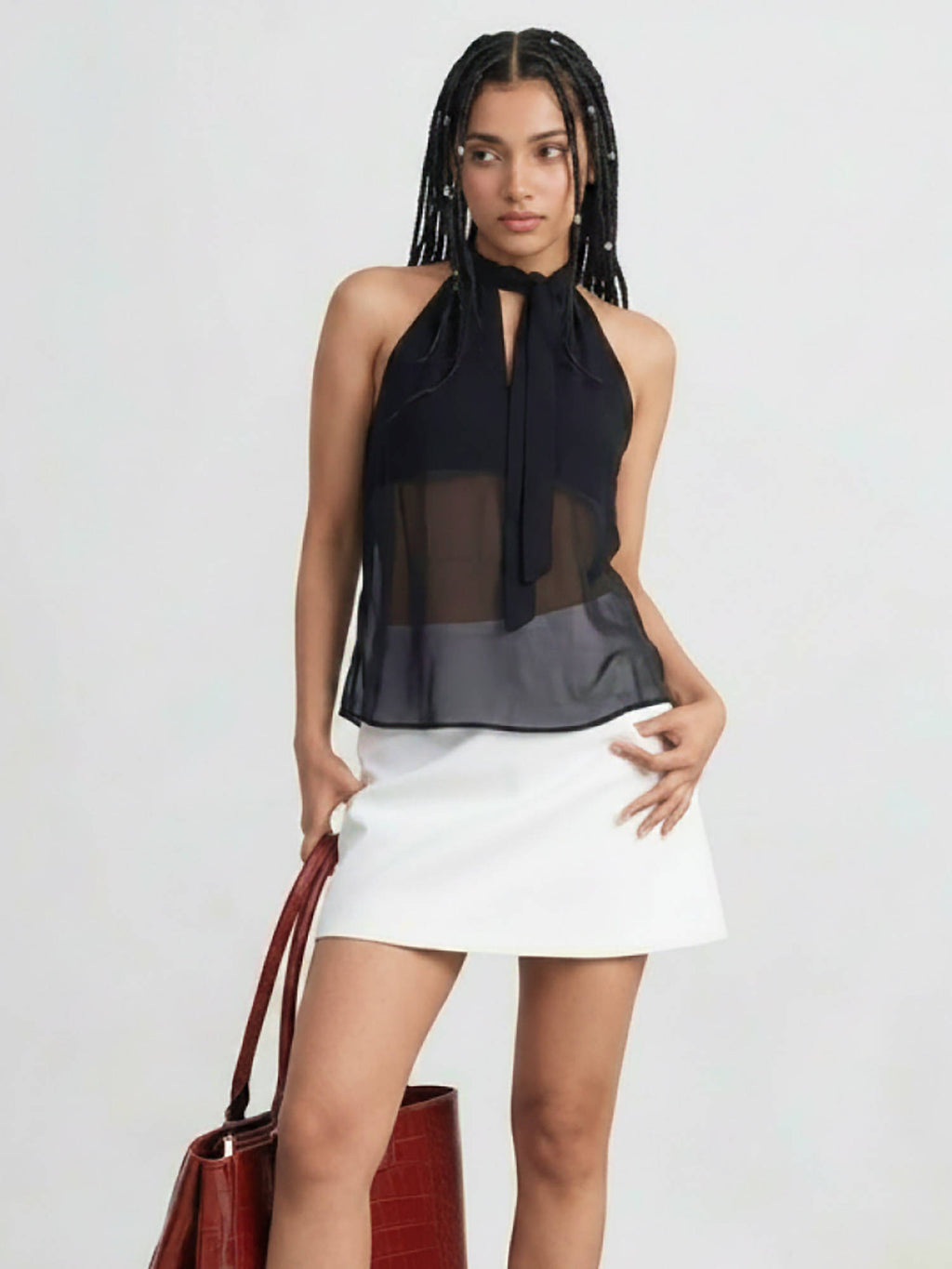 Alvara Halter Neck Top Black | HT67 - view 2