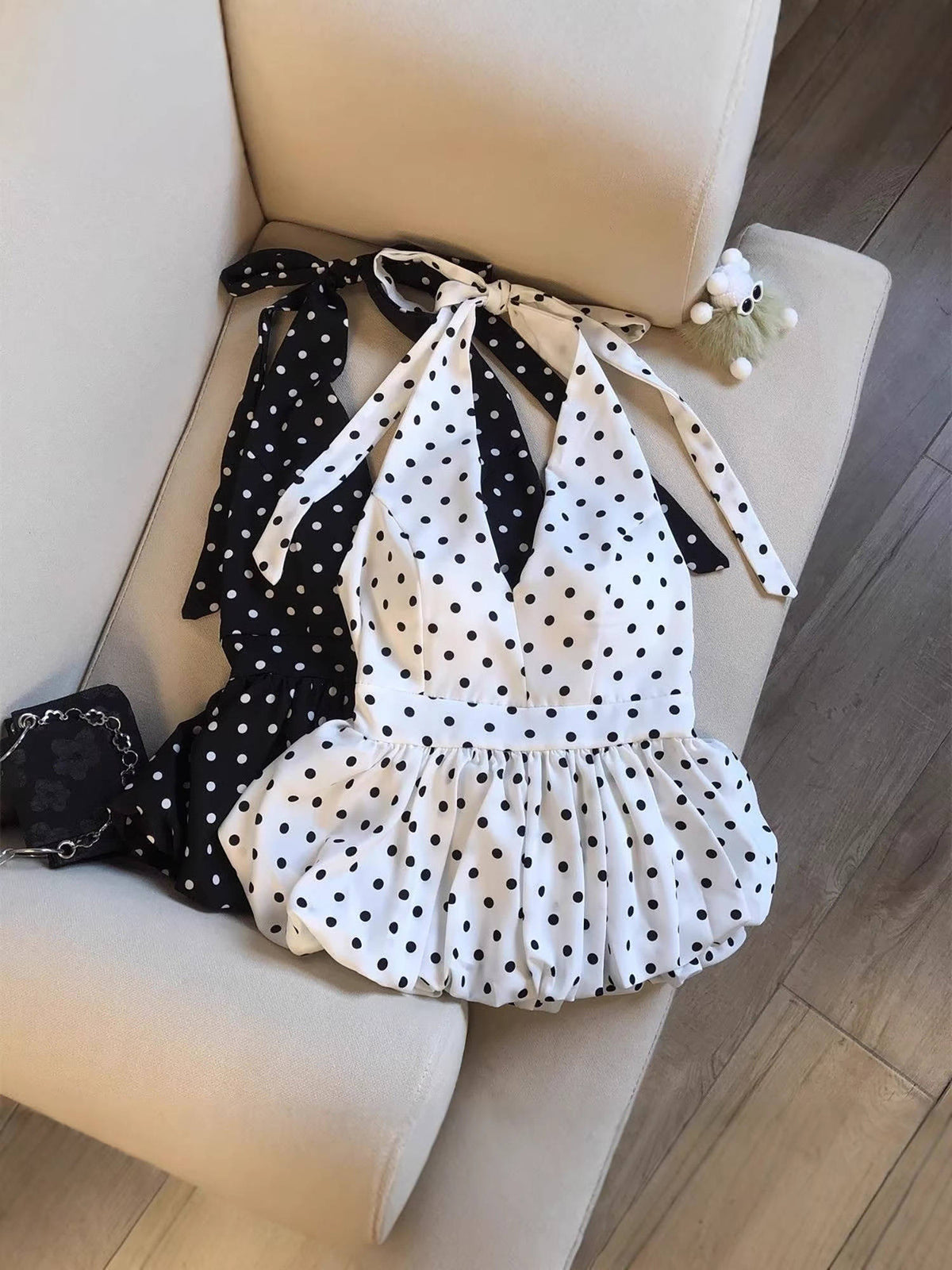 Amelia Halter Neck Polka Top White | HT67 - view 3