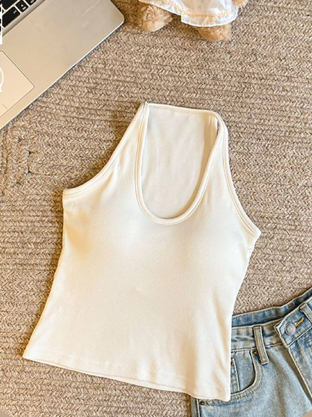 Anna Padded White Crop Top | CT61 - view 2