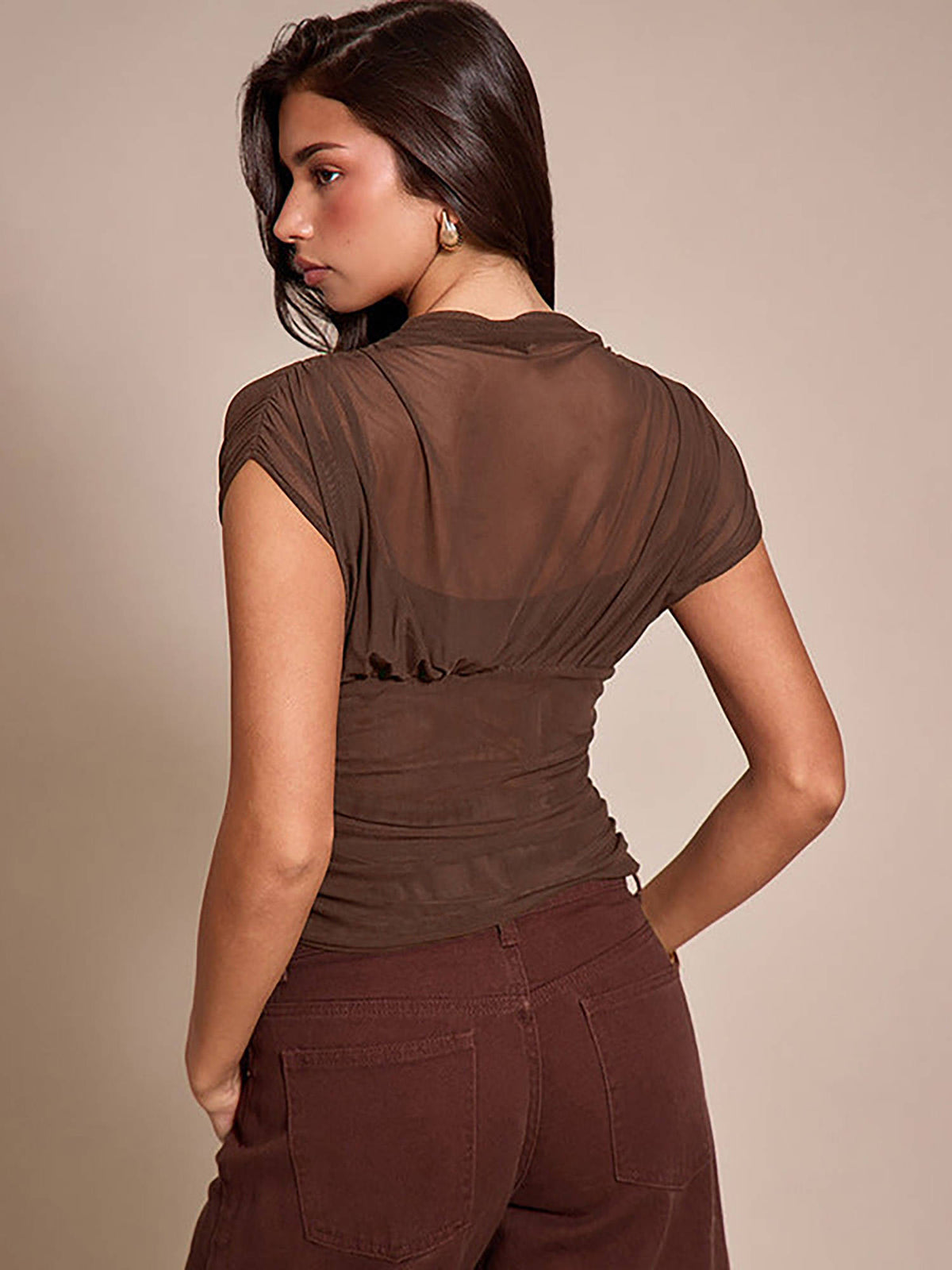 Celia Summer Brown Crop Top | CT61 - view 2