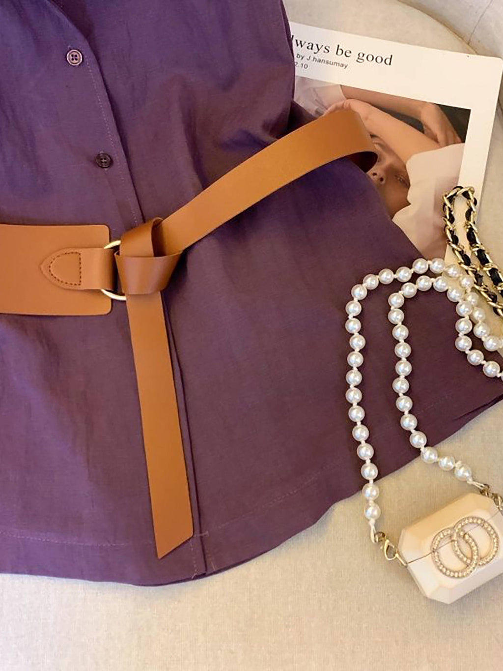 Chile Halter Neck Top With Belt Purple | HT67 - view 3