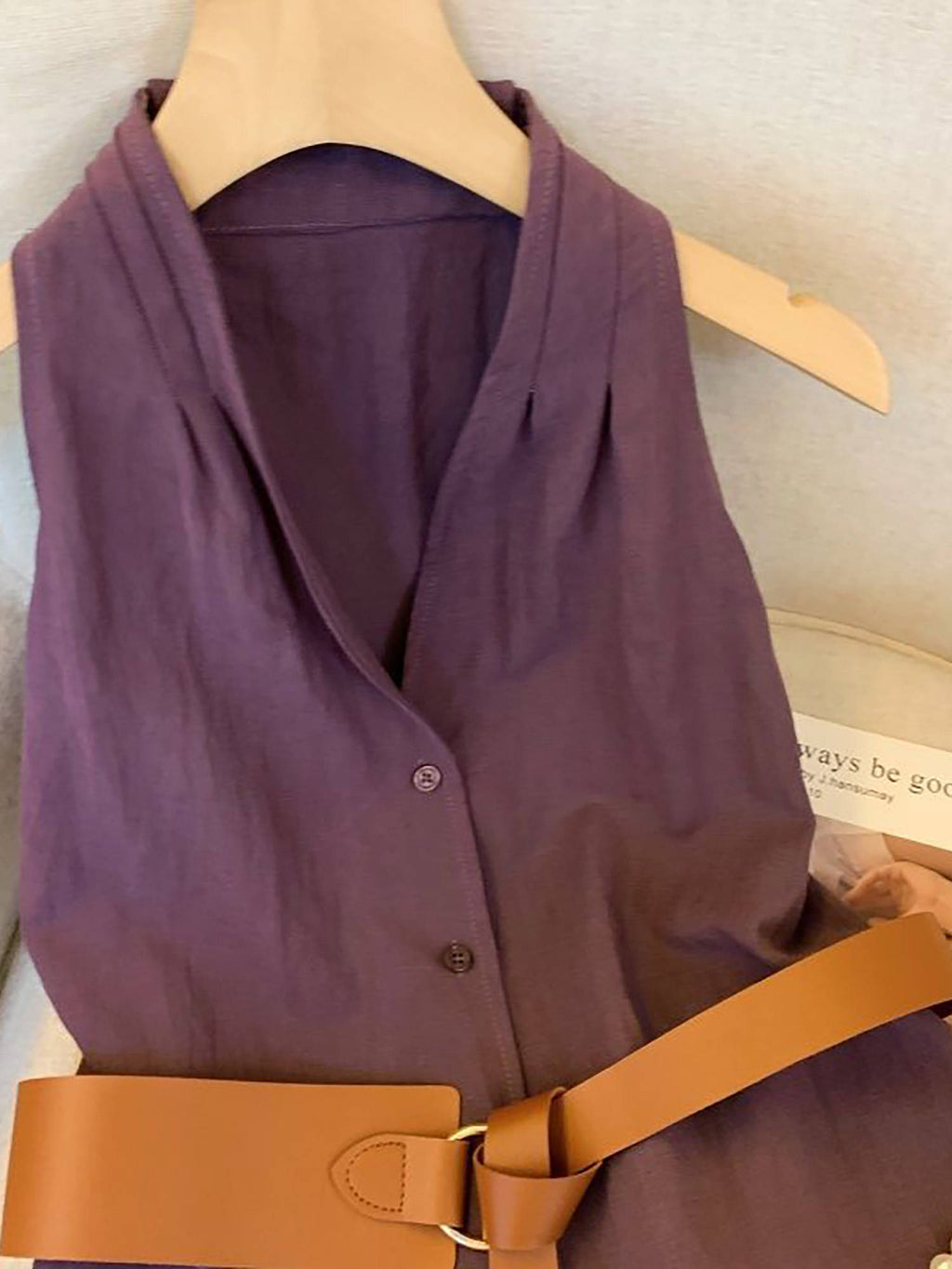 Chile Halter Neck Top With Belt Purple | HT67 - view 4