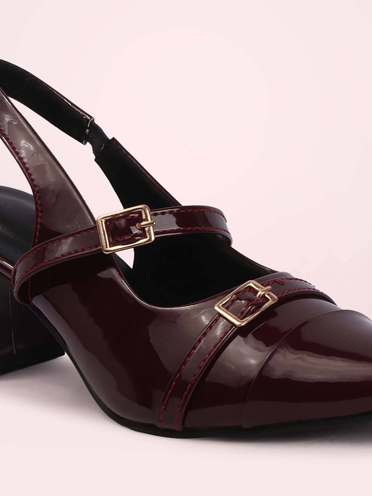 Womens Maroon Pointed Toe Sandal Heels | H78 - view 3