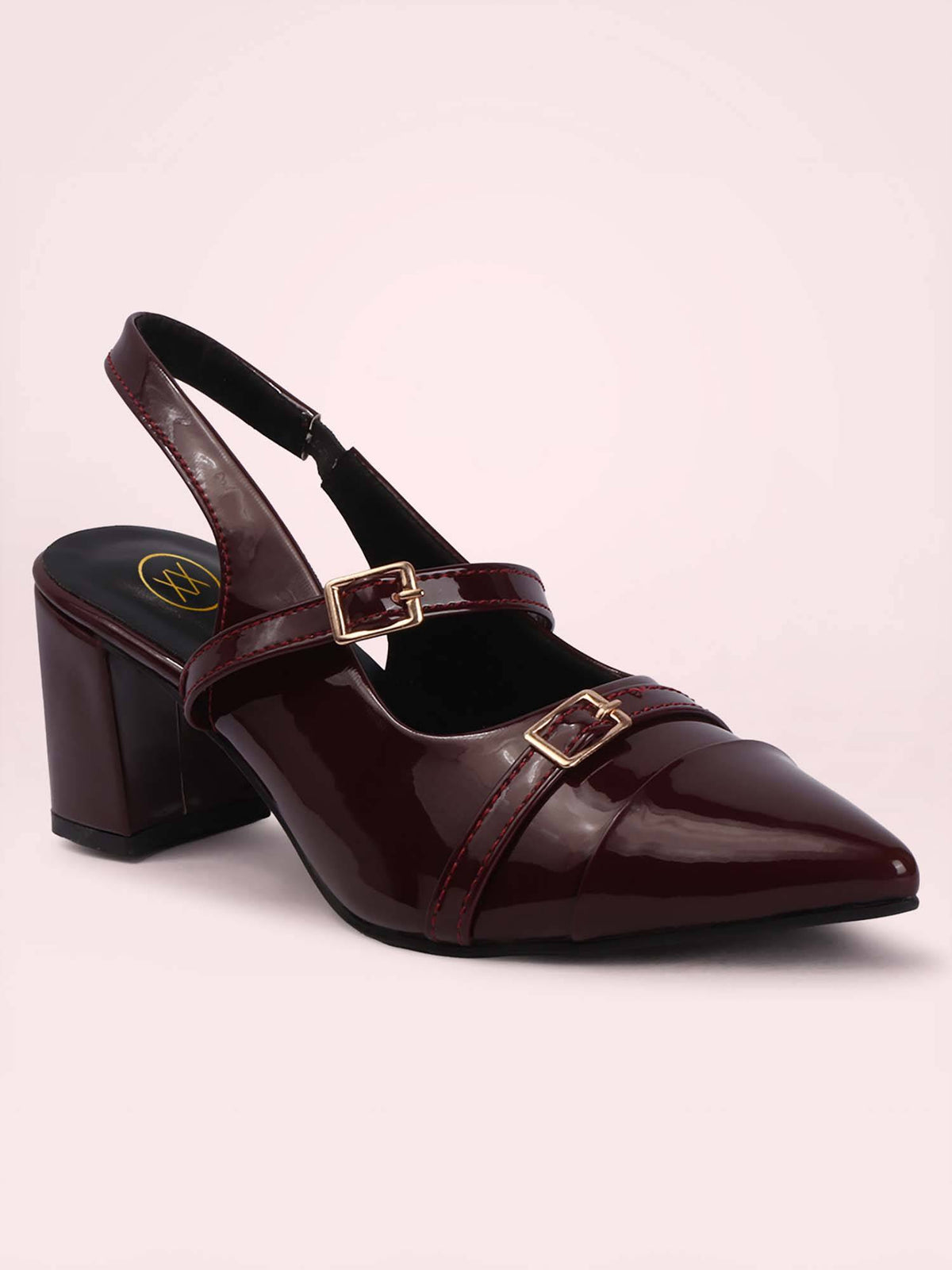 Womens Maroon Pointed Toe Sandal Heels | H78 - view 4
