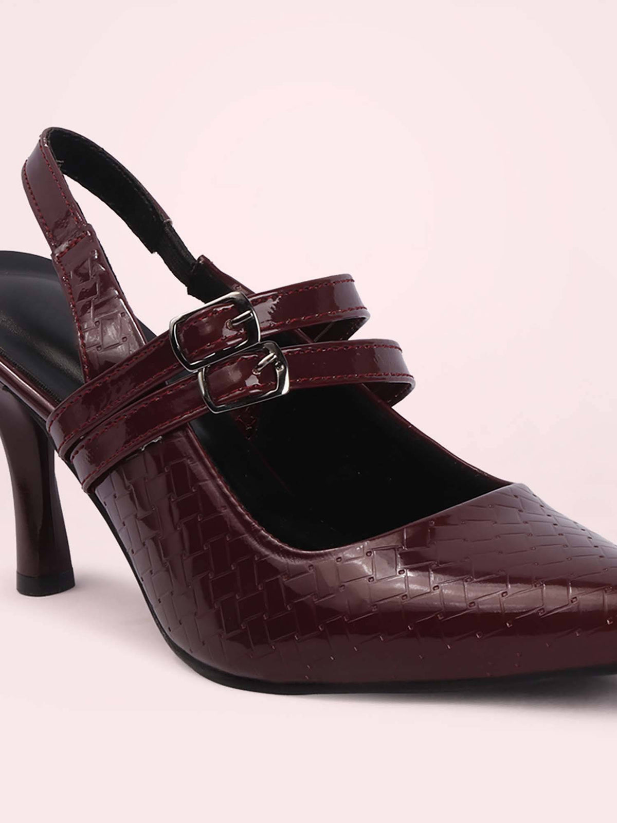 Womens Maroon New Trendy Pointed Stiletto Heels | H78 - view 3