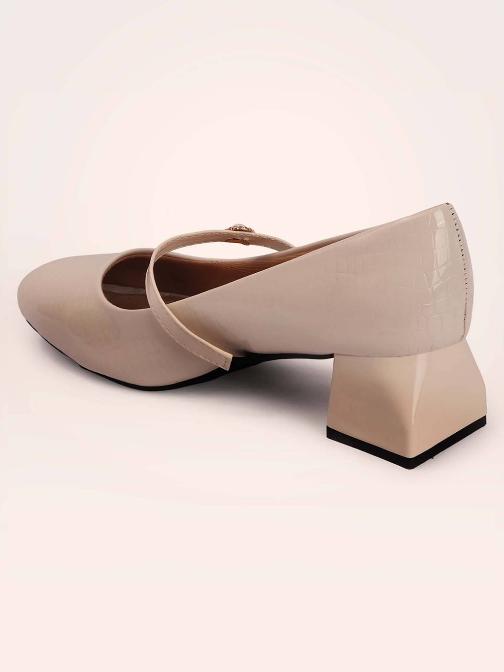 Womens Maroon Pearl Mary Jane Block Heels | H78 - view 22