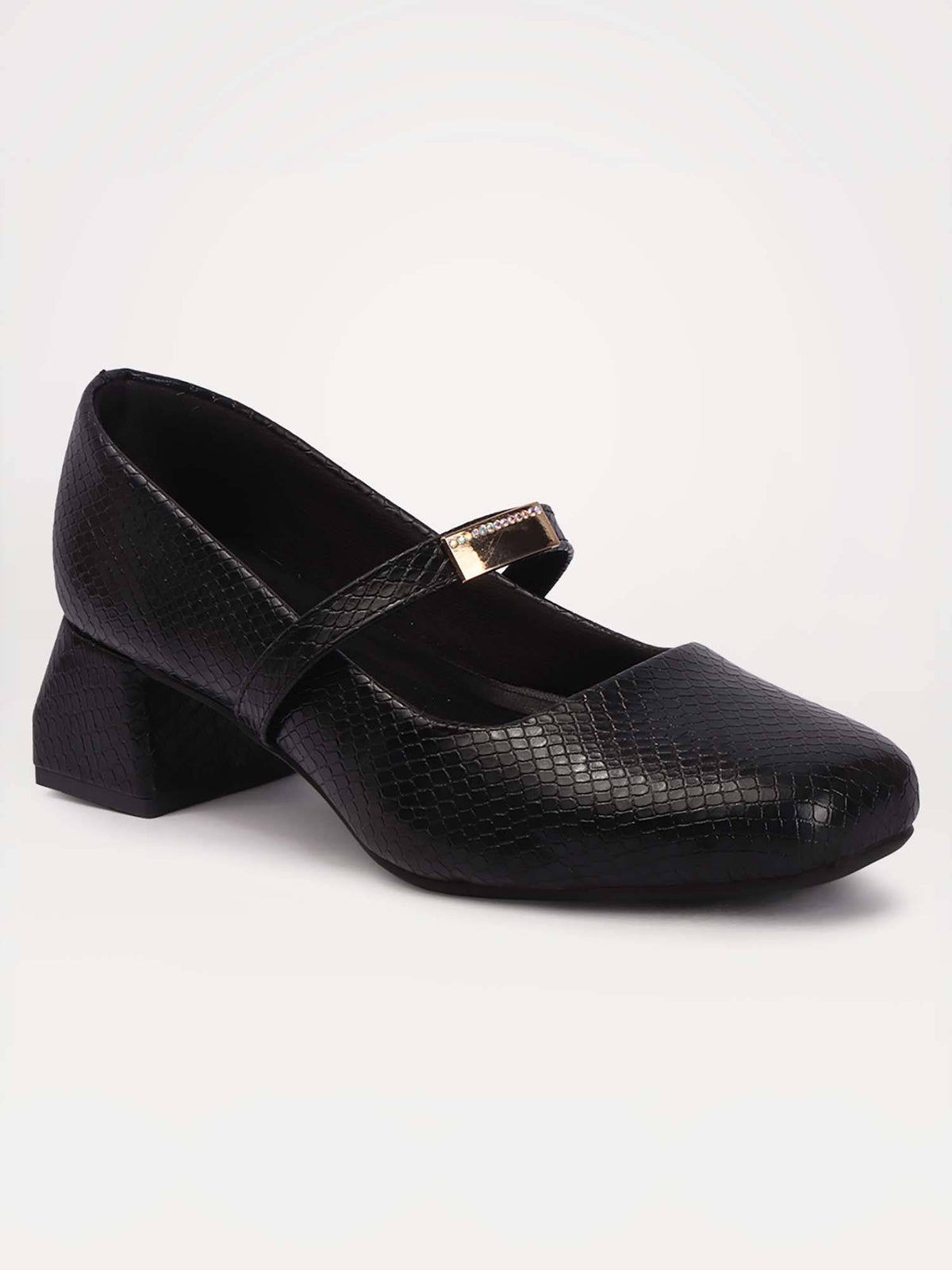 Womens Brown Metallic Square Toe Mary Janes Heels | H78 - view 12