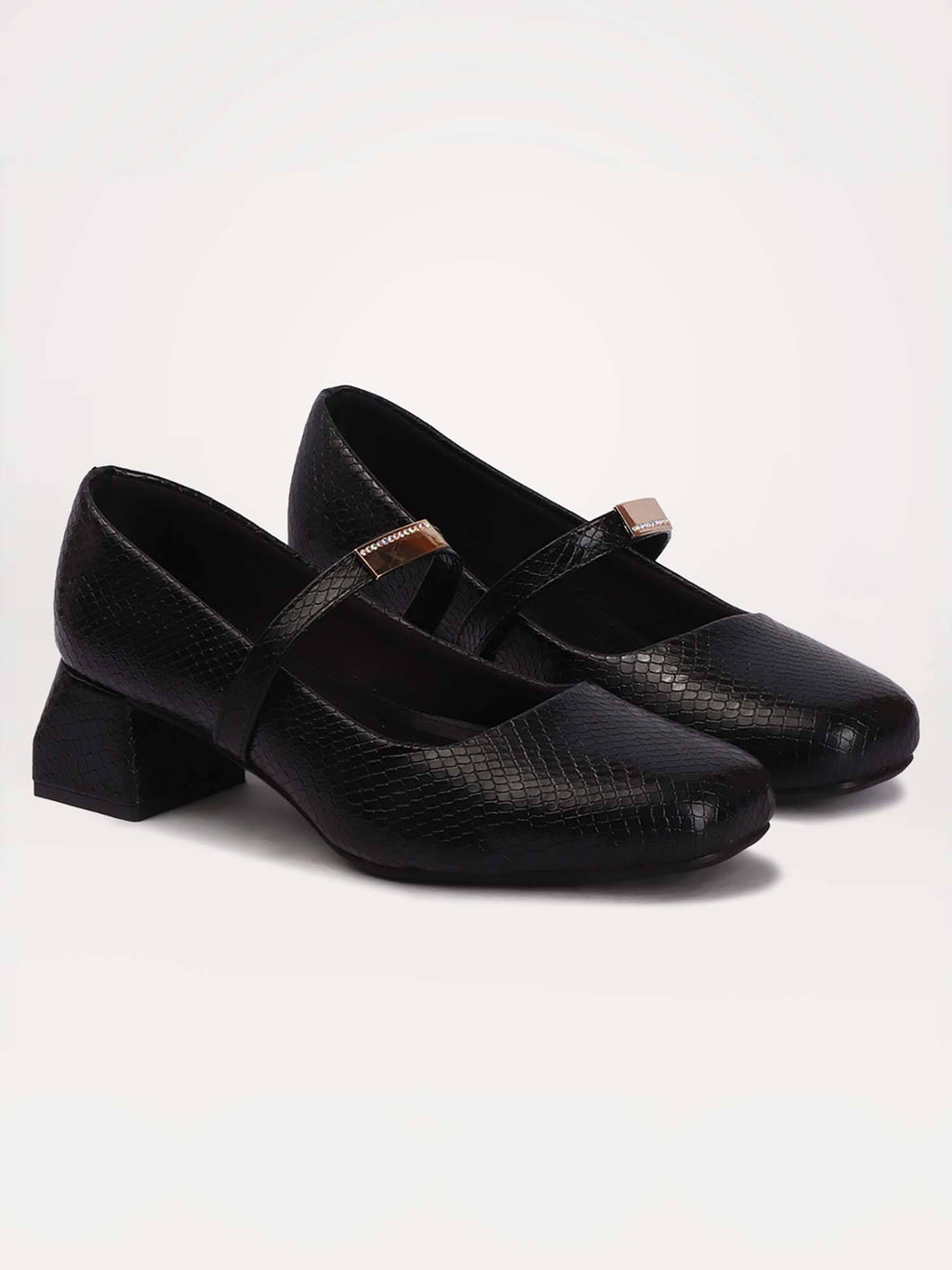 Womens Brown Metallic Square Toe Mary Janes Heels | H78 - view 15