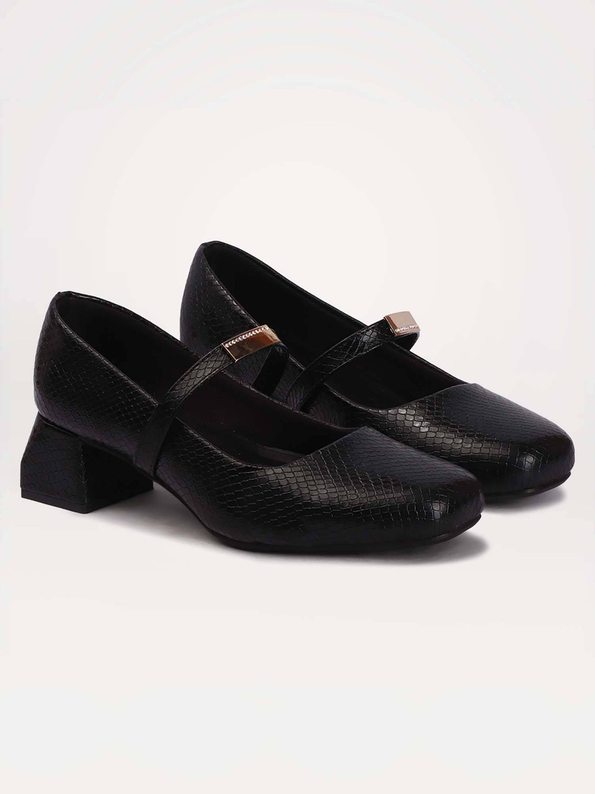 Womens Brown Metallic Square Toe Mary Janes Heels | H78 - view 15