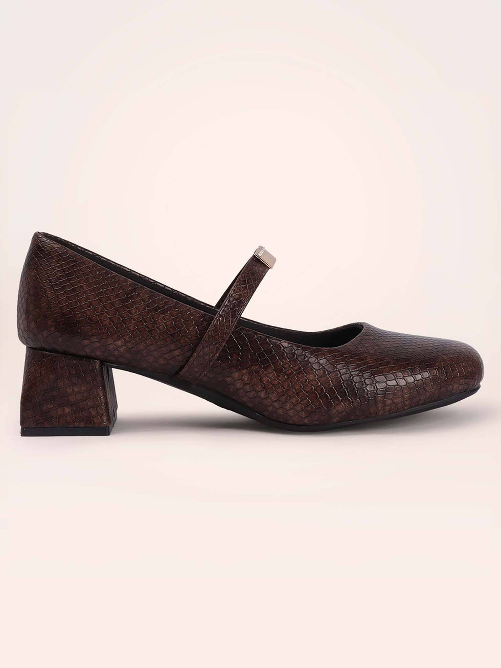 Womens Brown Metallic Square Toe Mary Janes Heels | H78 - view 5