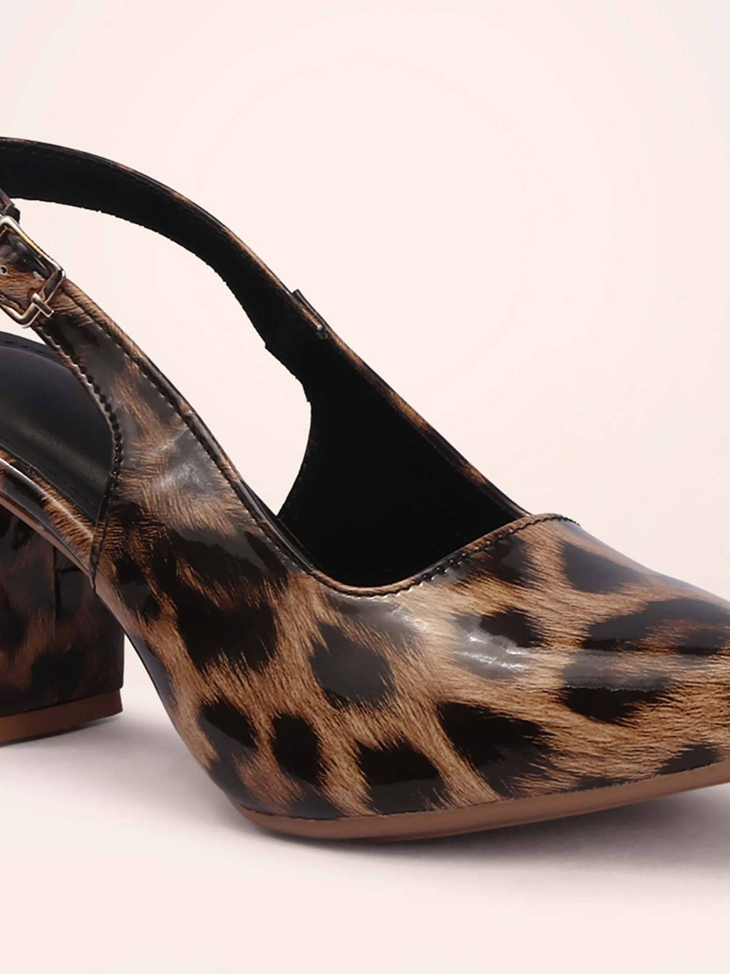 Womens Brown Animal Printed Pointed Toe Sandal Heels | H78 - view 3
