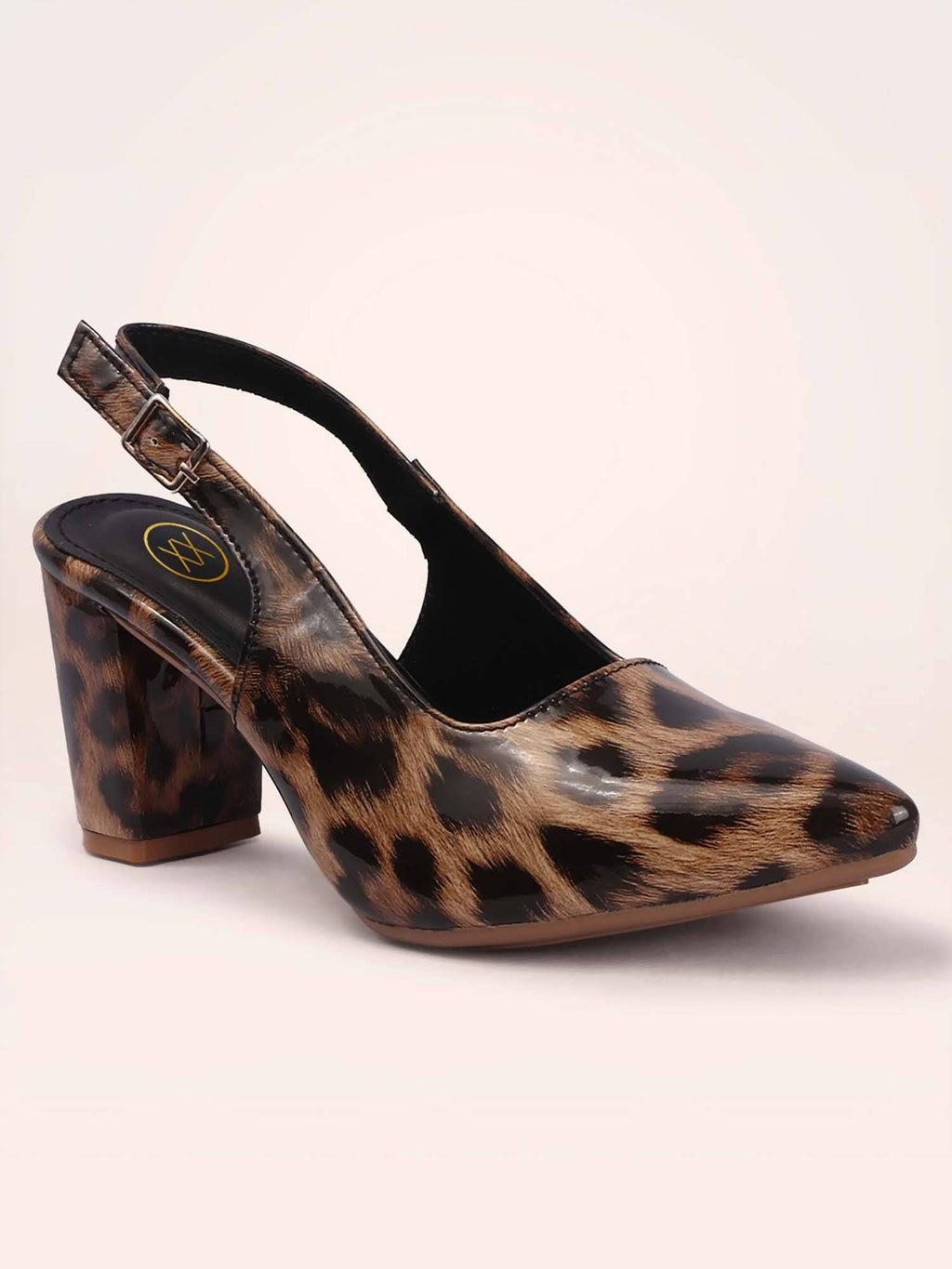 Womens Brown Animal Printed Pointed Toe Sandal Heels | H78 - view 4