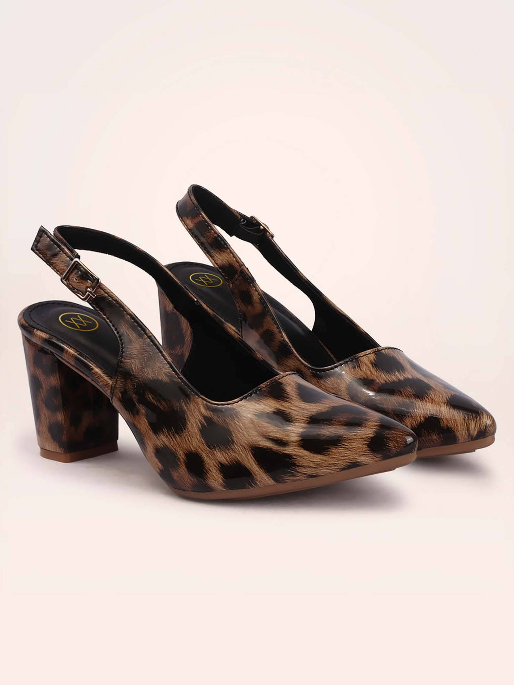 Womens Brown Animal Printed Pointed Toe Sandal Heels | H78 - view 7