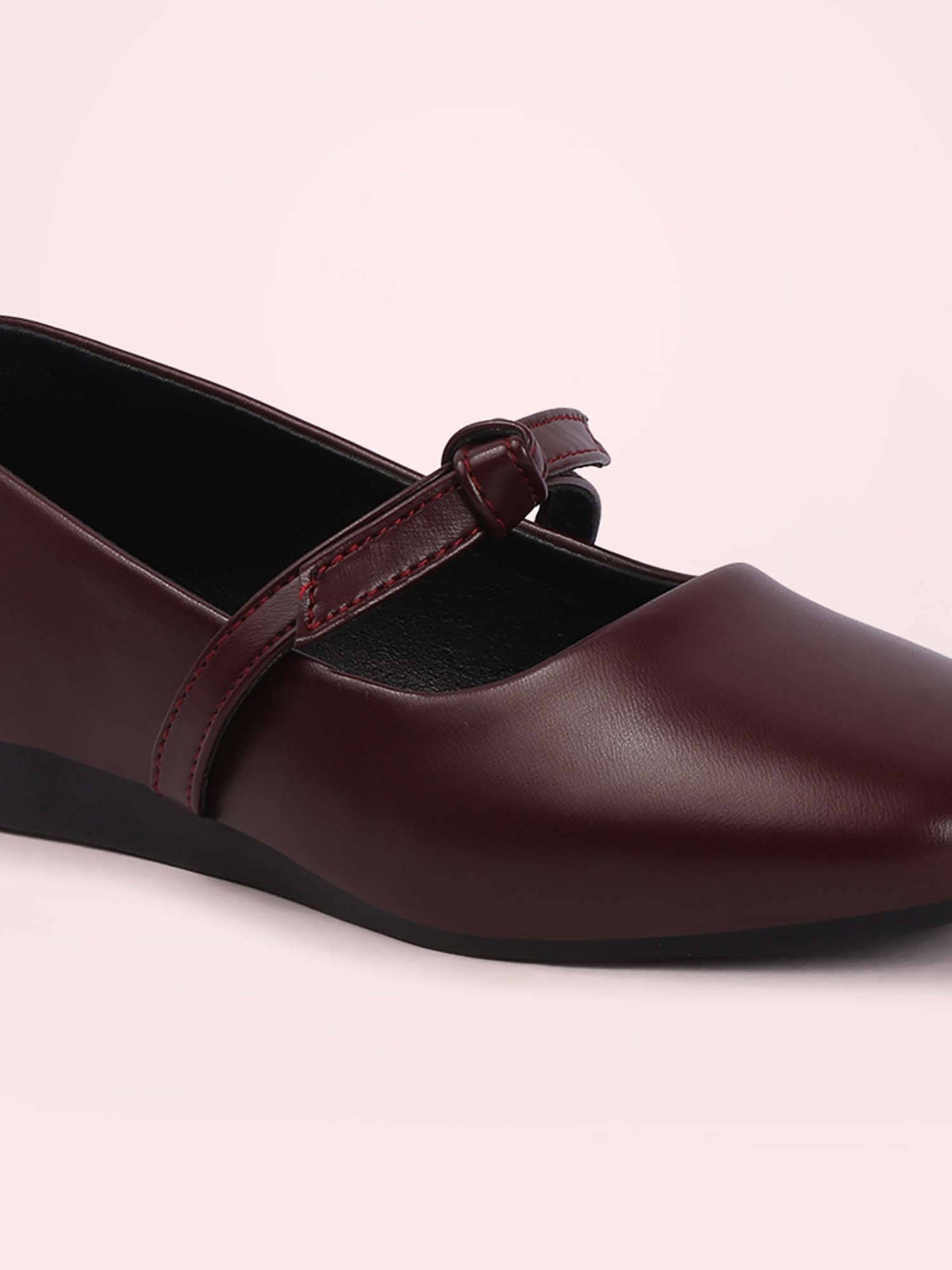 Womens Maroon Elegant Bow Details Round Toe Ballerina | F61 - view 3