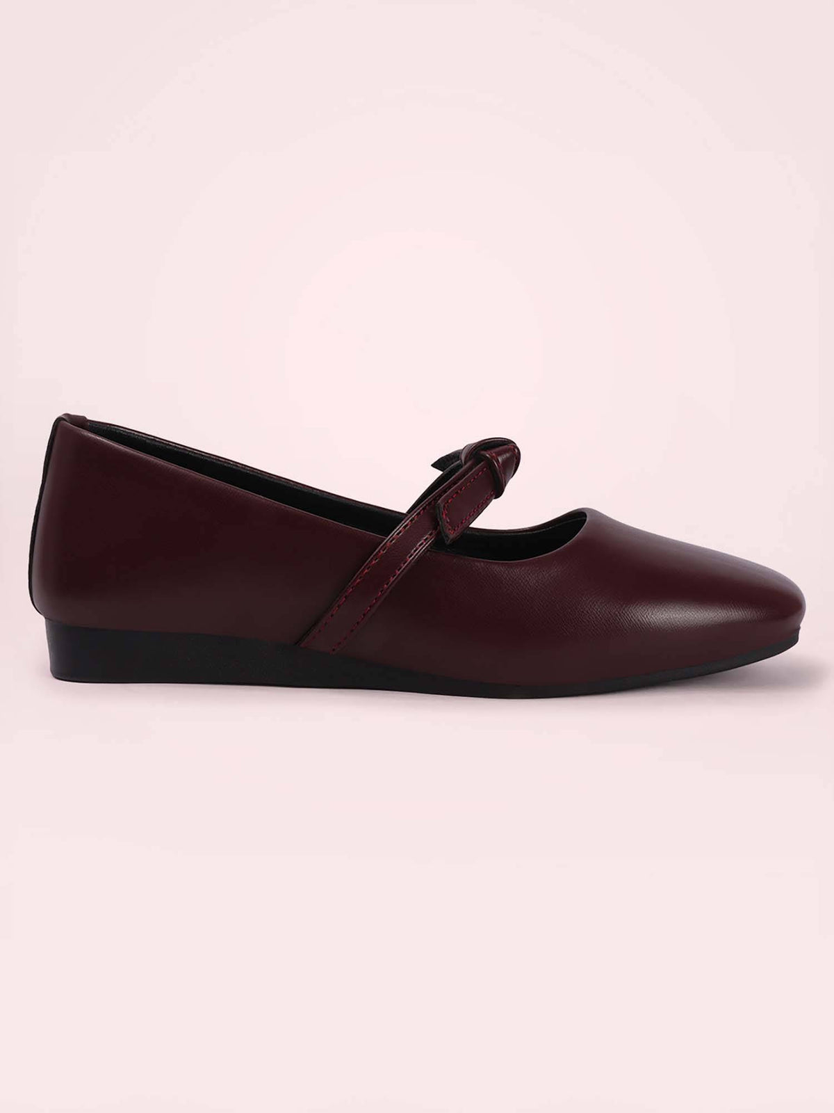 Womens Maroon Elegant Bow Details Round Toe Ballerina | F61 - view 5