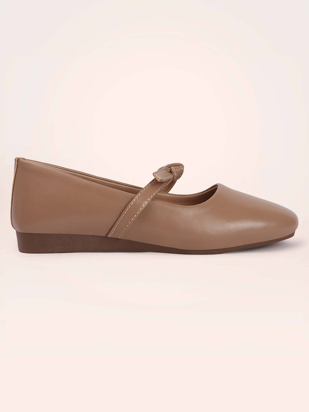 Womens Beige Elegant Bow Details Round Toe Ballerina | F61 - view 5