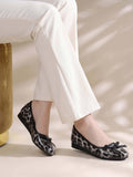 Womens Off White Trendy Animal Print Design Bows Ballerina | F61 - view 1