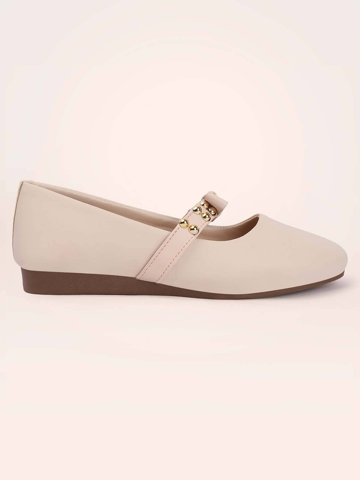 Womens Cream Knots Bow Details Soft Round Toe Ballerina | F61 - view 5