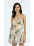 Printed Tulle Mini Dress - Green | D56 - view 1