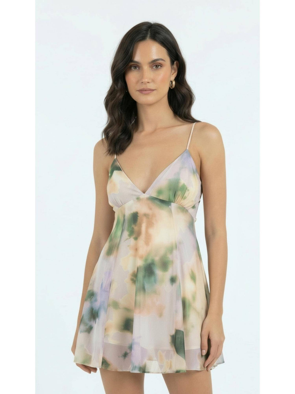 Printed Tulle Mini Dress - Green | D56 - view 1