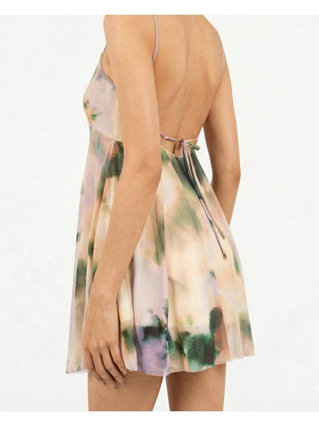 Printed Tulle Mini Dress - Green | D56 - view 3