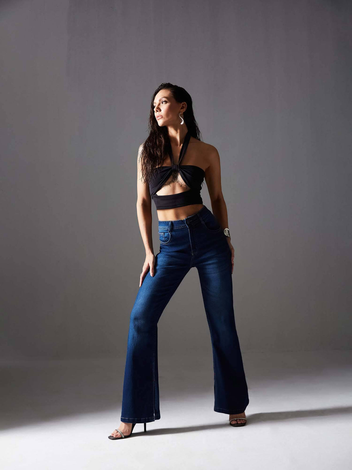Women Blue Bootcut Mid Rise Jeans | BT10 - view 3