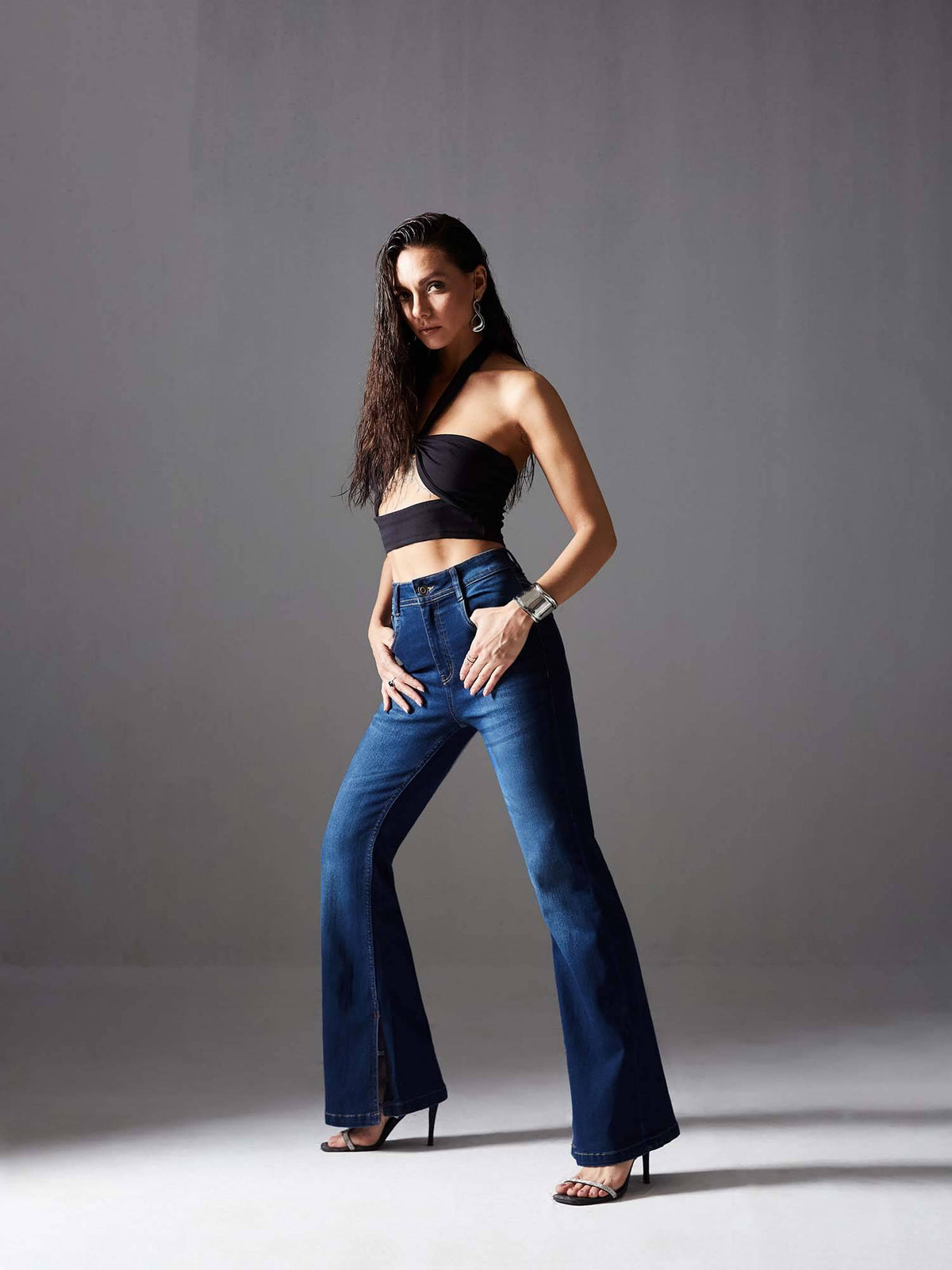 Women Blue Bootcut Mid Rise Jeans | BT10 - view 4