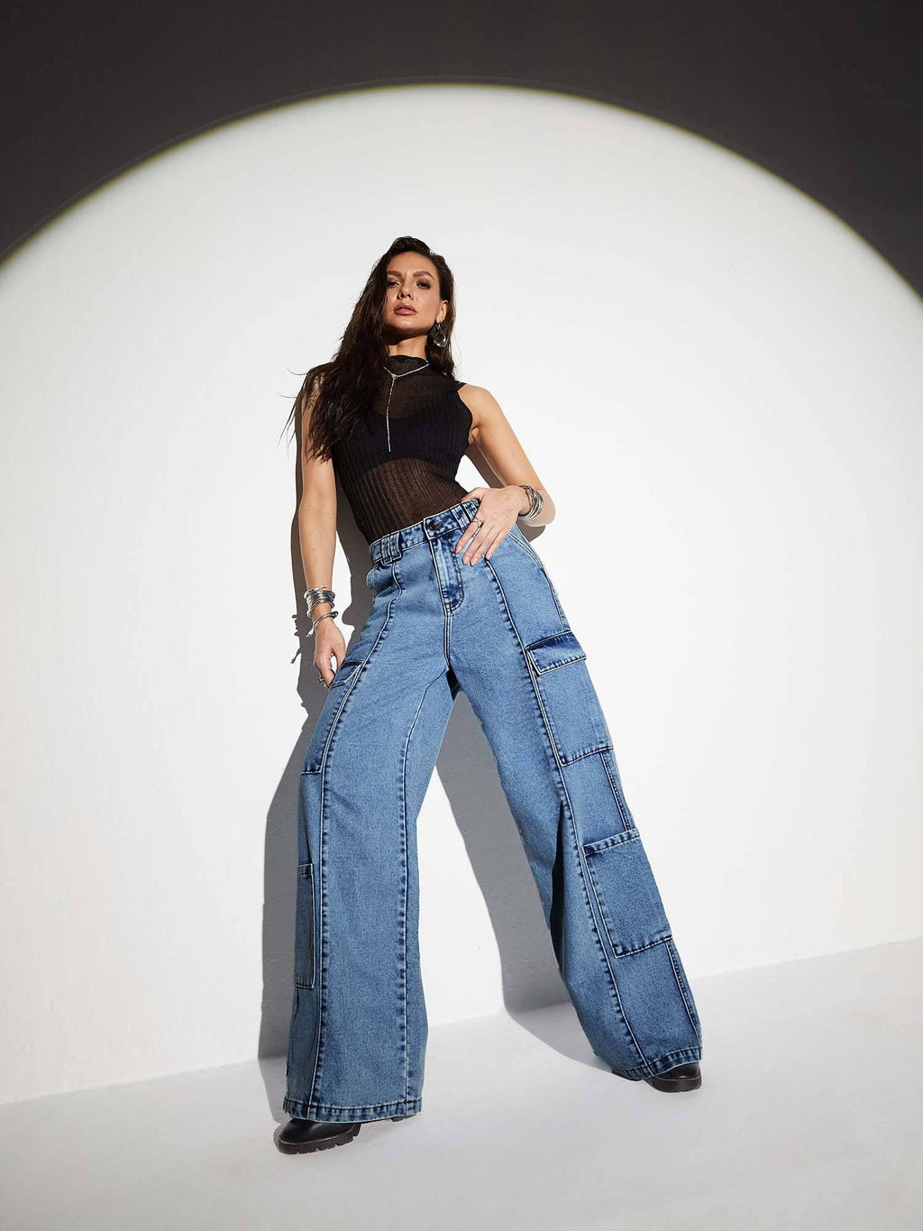 Women Light Blue Wide Leg Jeans | WL90 - view 1