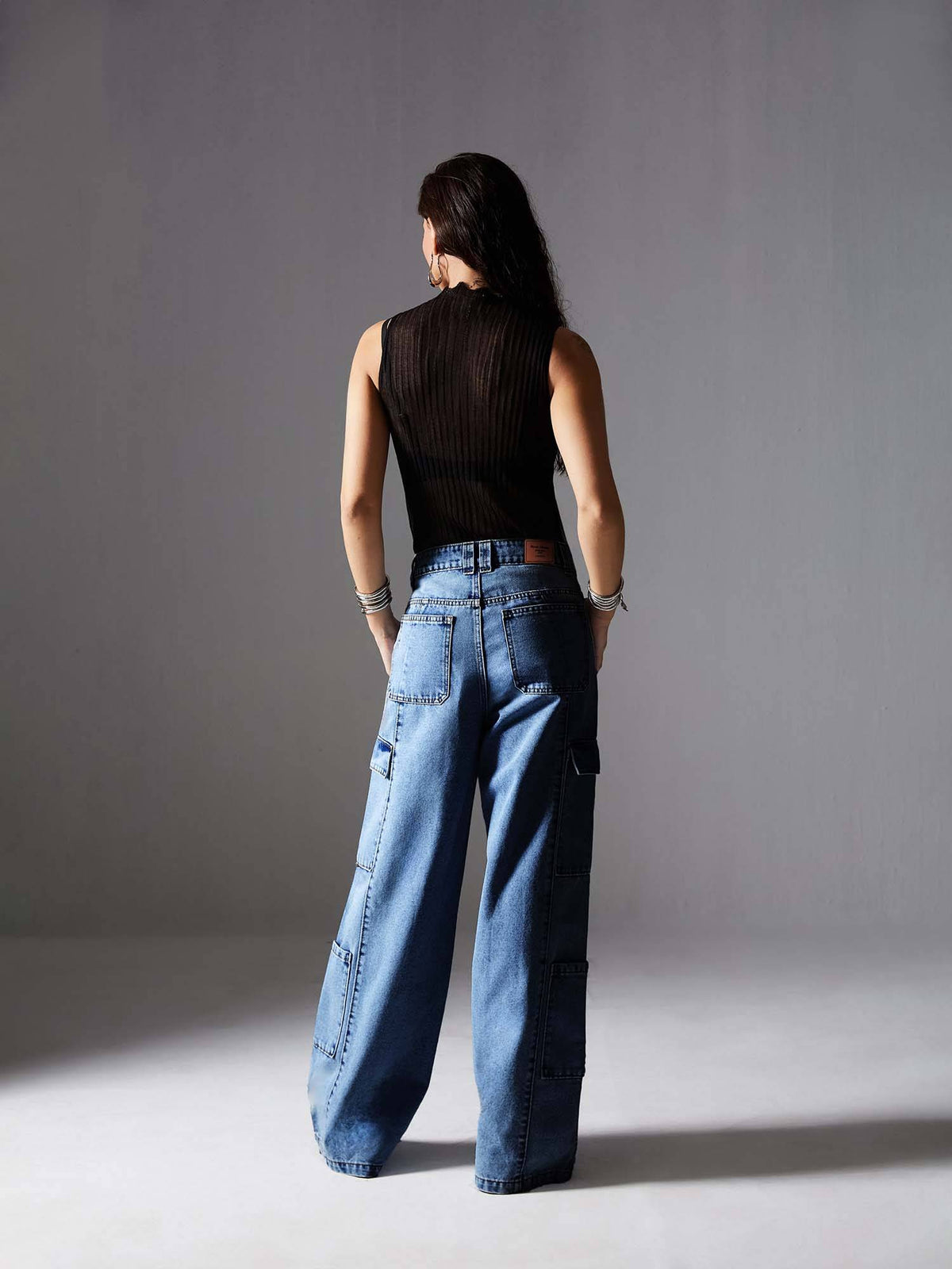 Women Light Blue Wide Leg Jeans | WL90 - view 3