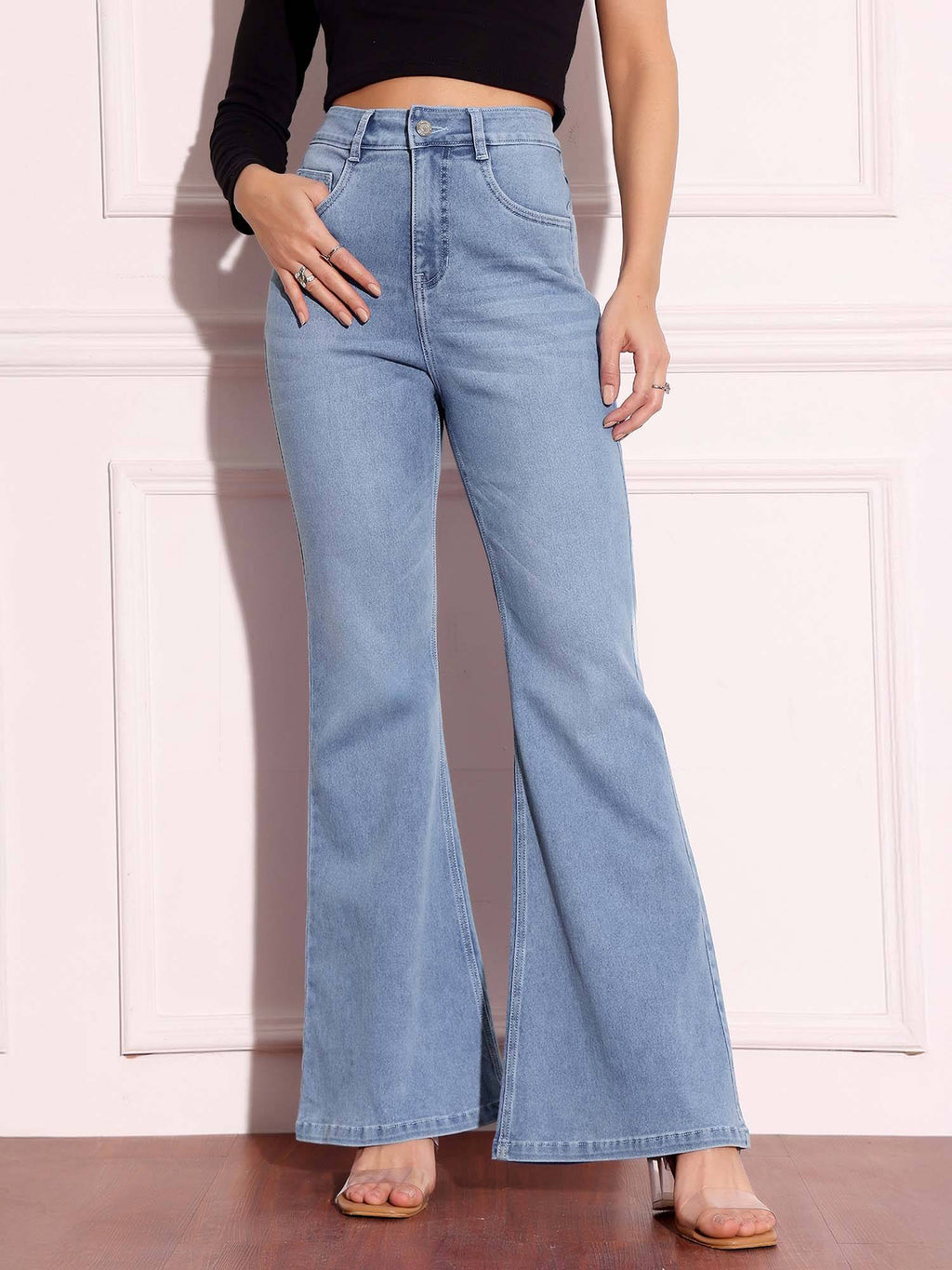 Women Light Blue High Rise Bootcut Jeans | BT10 - view 1