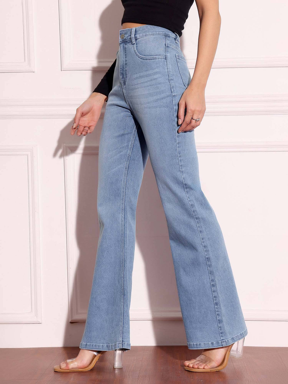 Women Light Blue High Rise Bootcut Jeans | BT10 - view 2